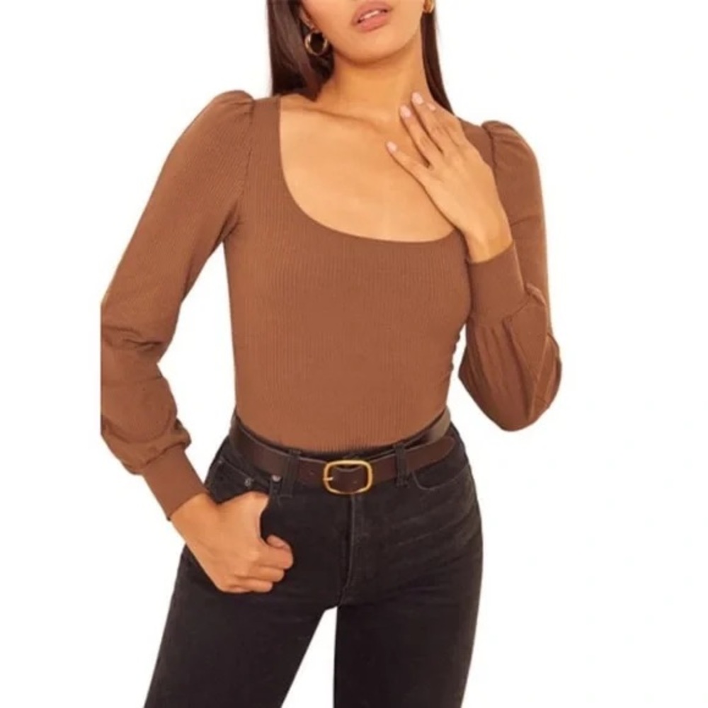 Reformation Jeans Vita ribbed long sleeve square neck size XL
